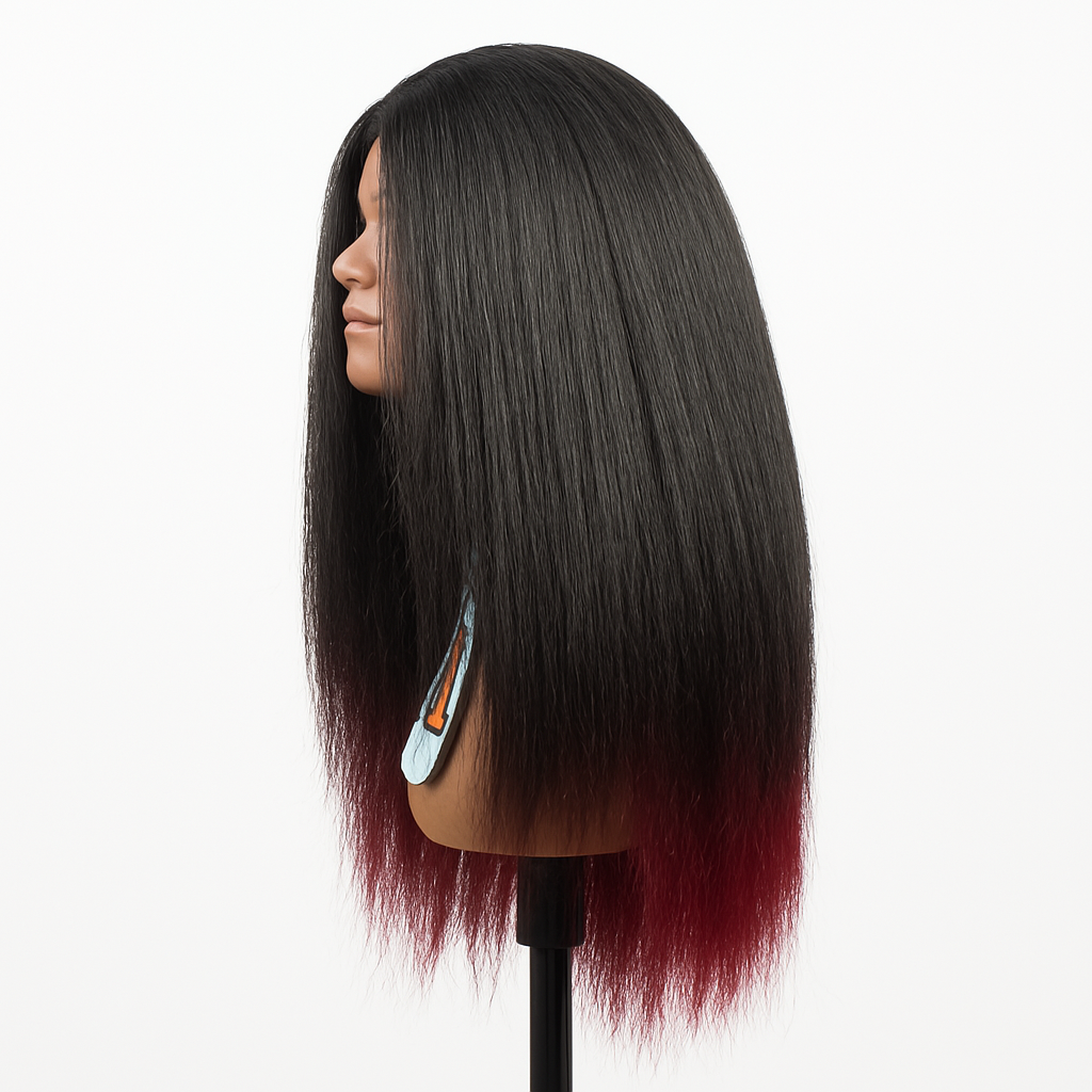 Langhaar-Perücke "Ombre Red" - Schwarz zu Rot