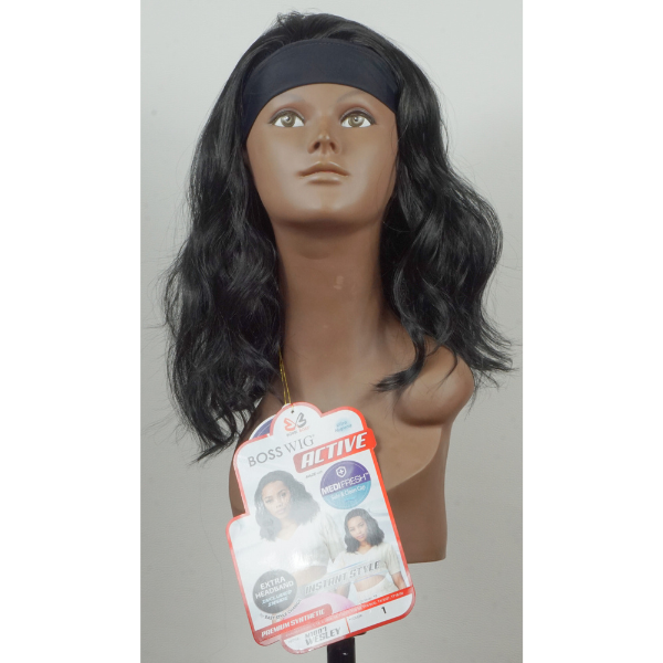 Boss Wig Active – Wellenförmige Kunsthaarperücke mit Stirnband