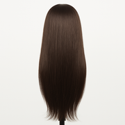 Lange, glatte Perücke in Schokobraun mit sanftem Glanz