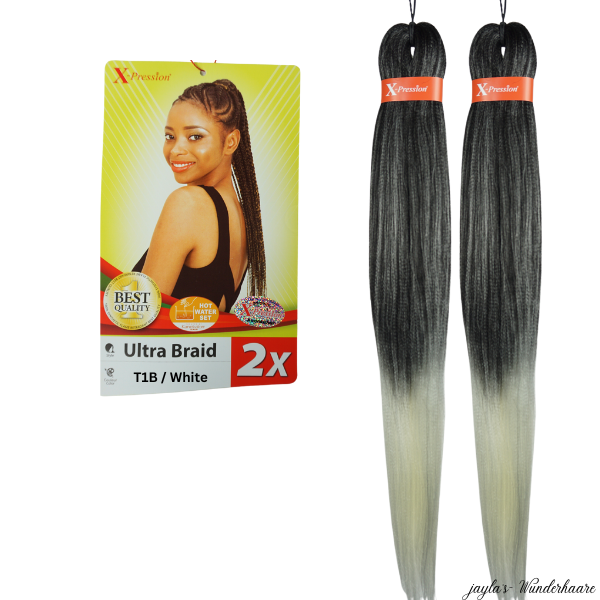 Pre-Stretched Braiding Hair T1B/White