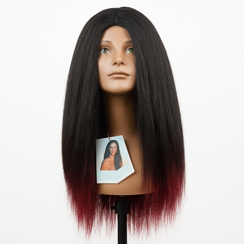 Langhaar-Perücke "Ombre Red" - Schwarz zu Rot